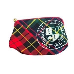 Estee Lauder Tartan Plaid Nylon Makeup‎ Cosmetic Travel Bag New Without Tags